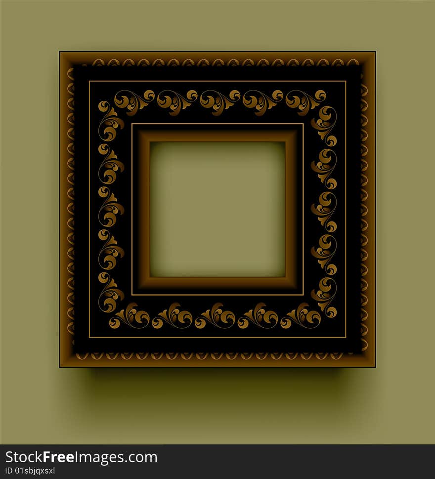 Retro frame on a green background