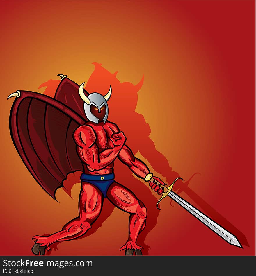 Vector illustration of a warrior from hell. Vector illustration of a warrior from hell