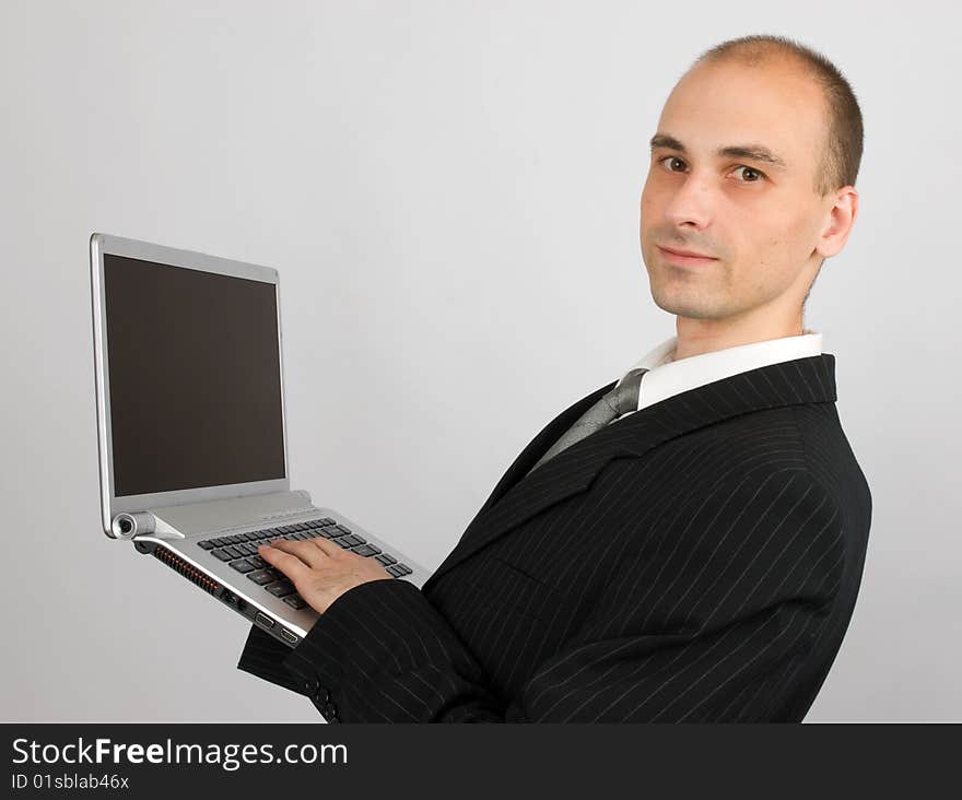 Business man with laptop