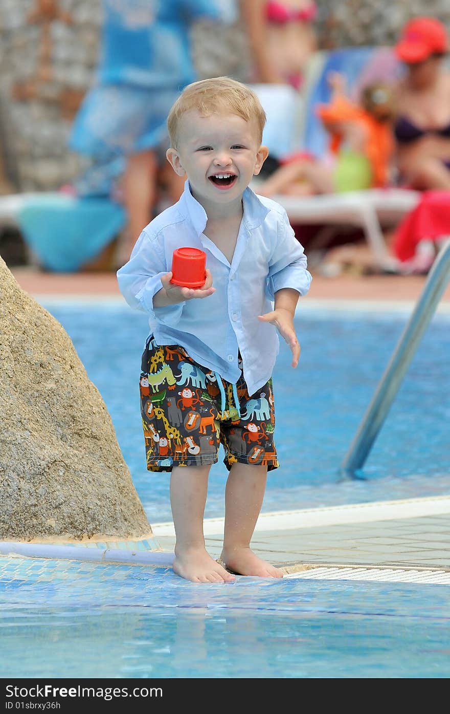 Baby on a swiming-pool