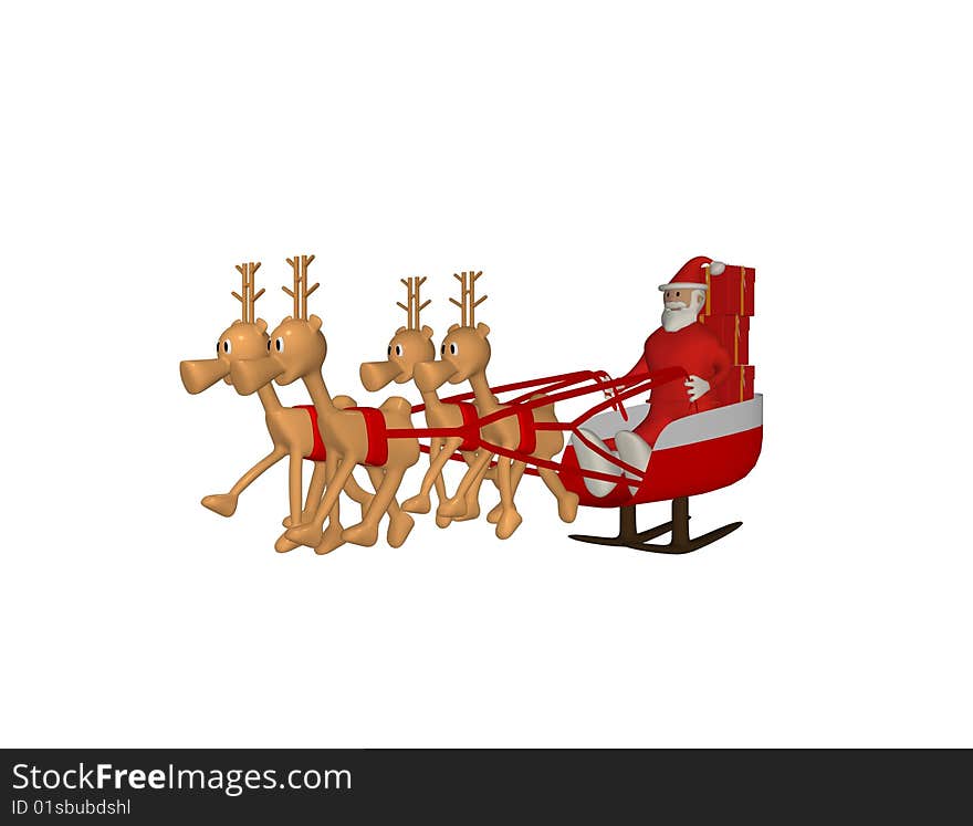 Santa Claus With Reindeer