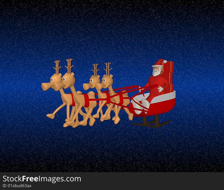 Santa Claus With Reindeer