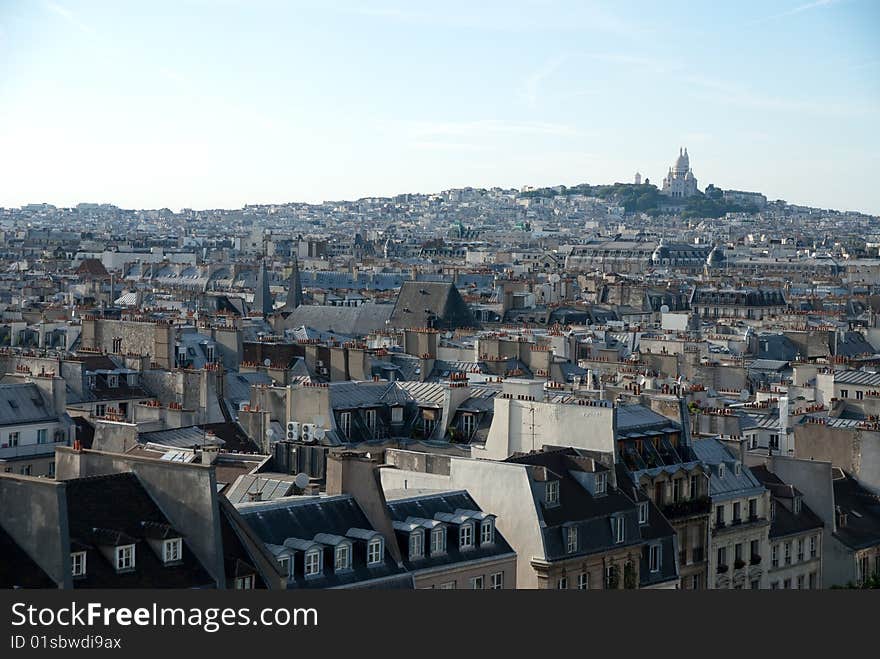 Paris city building group with church overview. Paris city building group with church overview