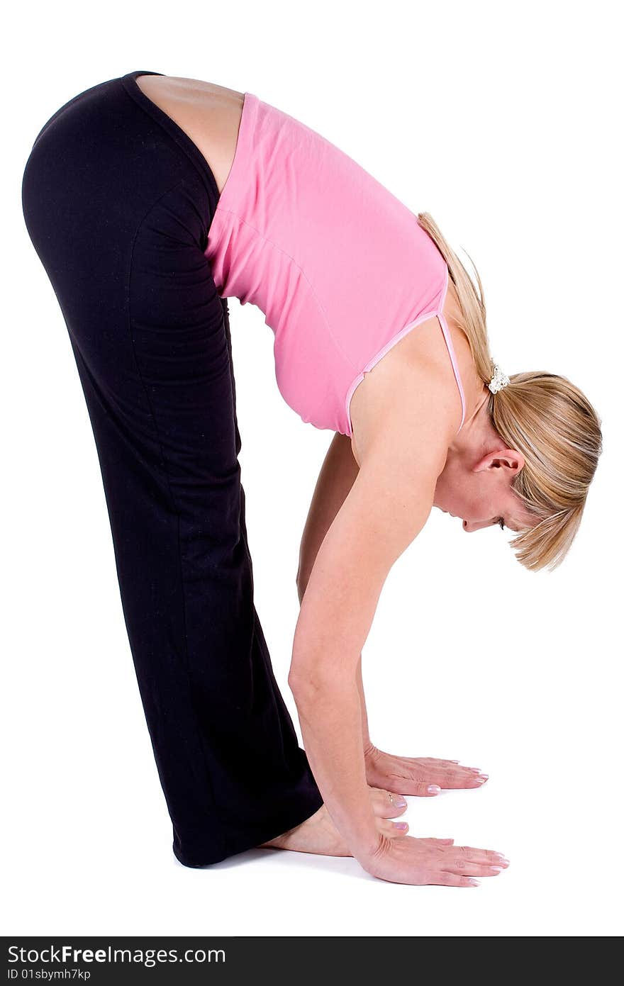 Woman doing yoga on white background. Woman doing yoga on white background