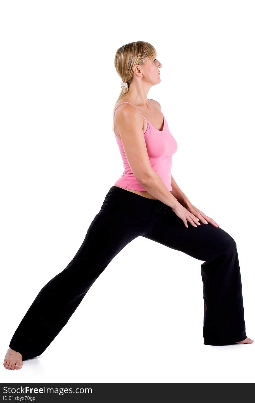 Woman doing yoga on white background. Woman doing yoga on white background