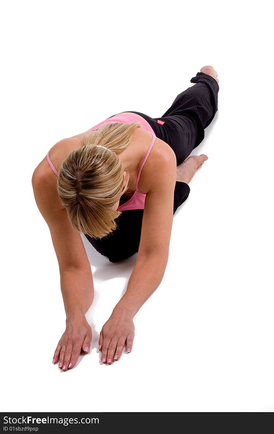 Woman doing yoga on white background. Woman doing yoga on white background