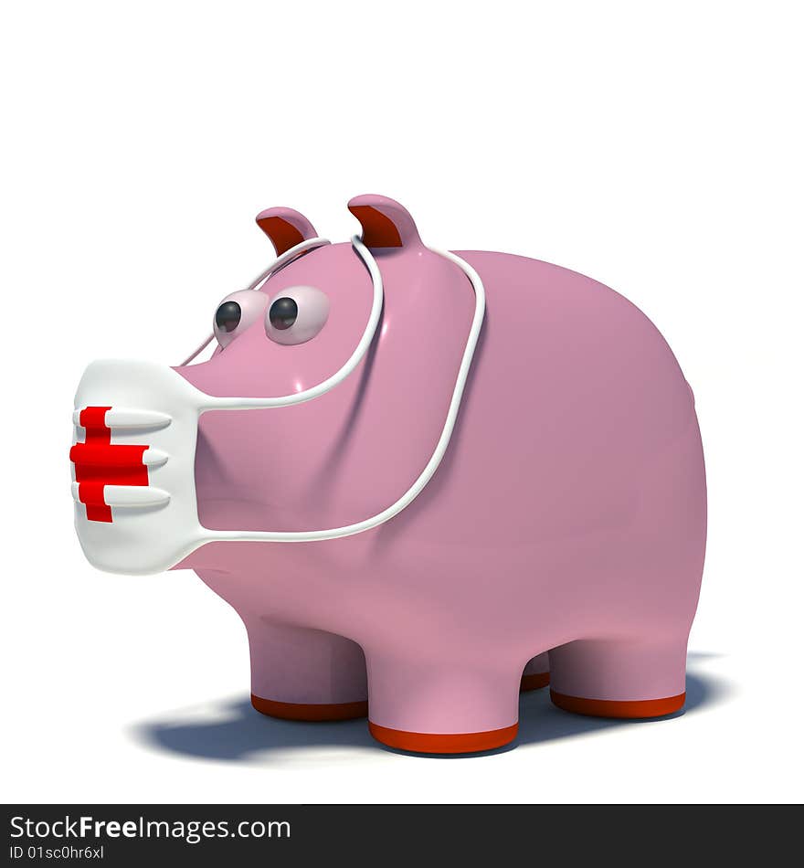 Illustraton of a pig in an air mask