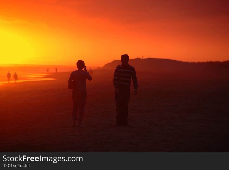 Stoll on Lakes Entrance in Australia, at Sunset. Stoll on Lakes Entrance in Australia, at Sunset