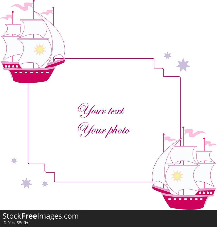 Vector illustration of sailboat with place for your photo or text