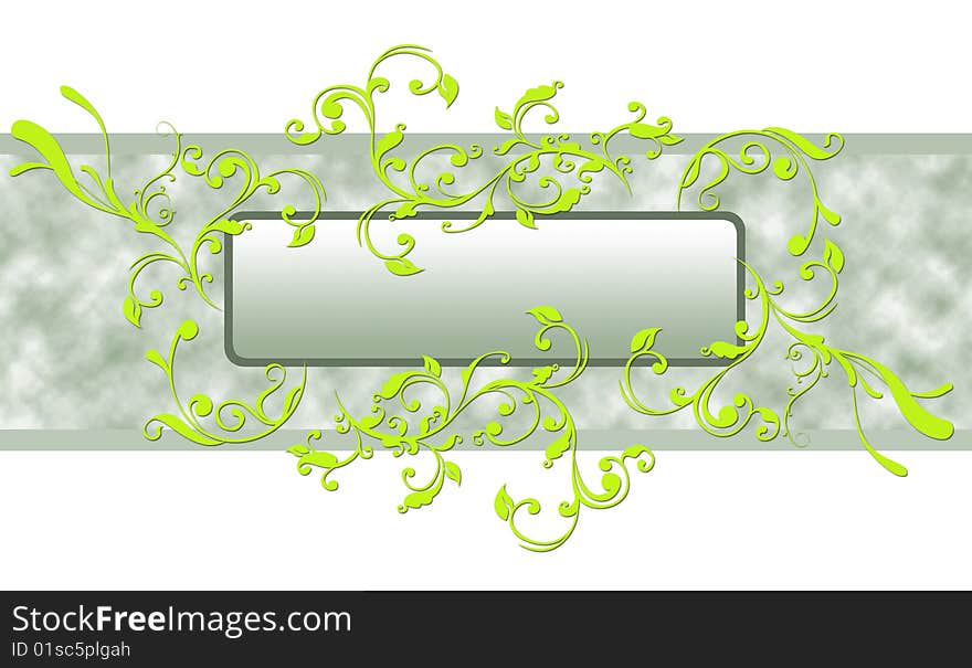 Decorative green computer generated floral background with green vines. Decorative green computer generated floral background with green vines