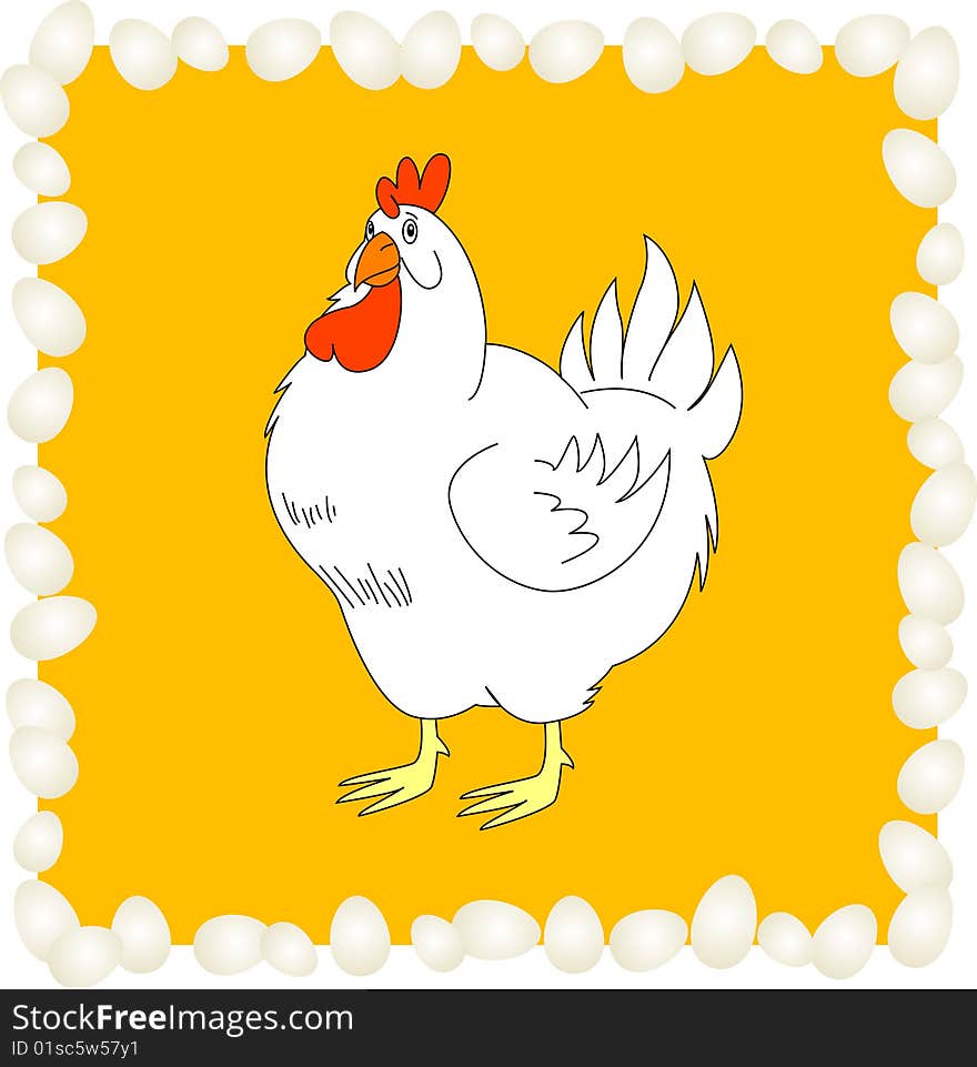 Vector illustration of chiken with eggs