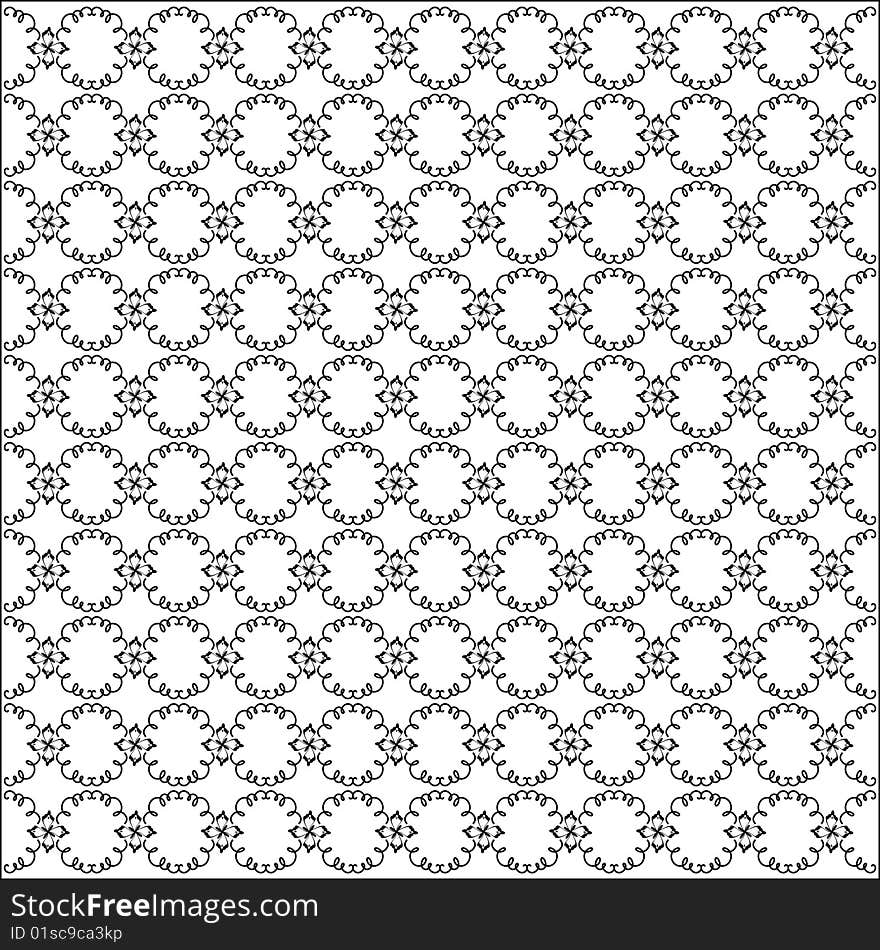 Vector curved seamless pattern in black and white colors