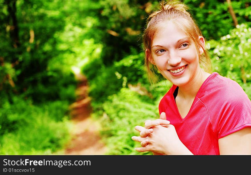 Woman In Red Running