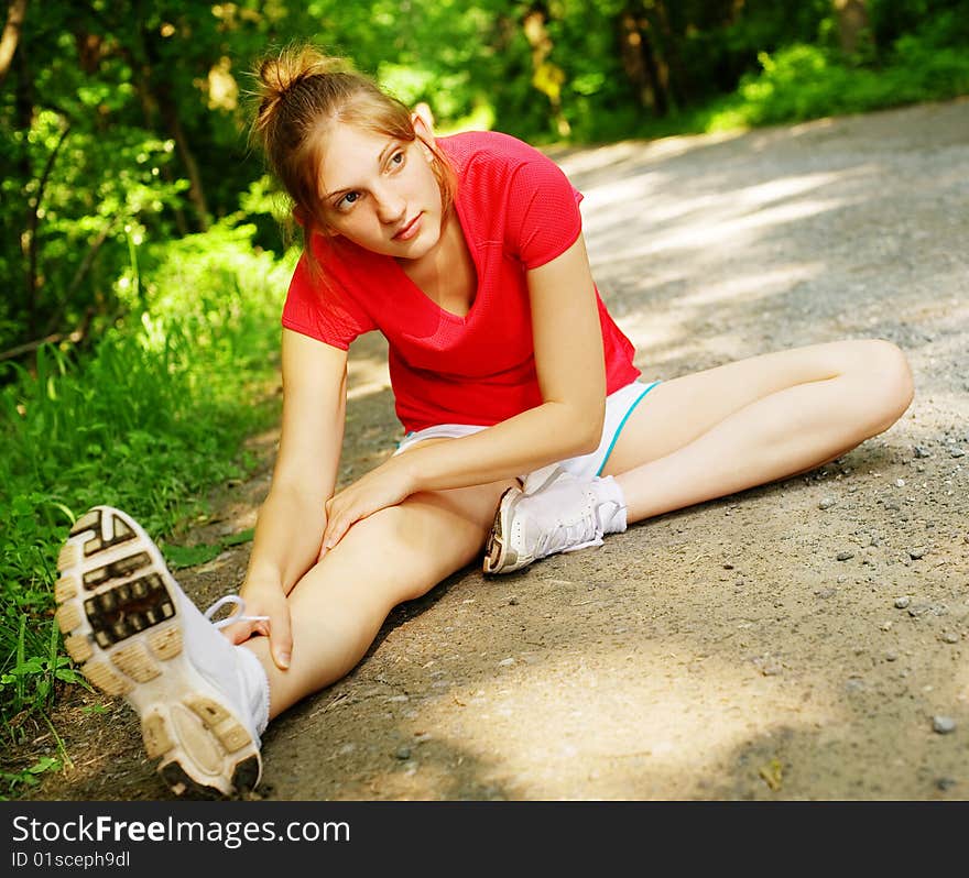 Woman In Red Running