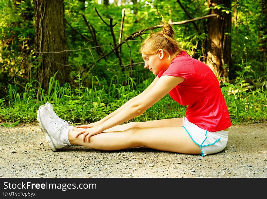 Woman In Red Running