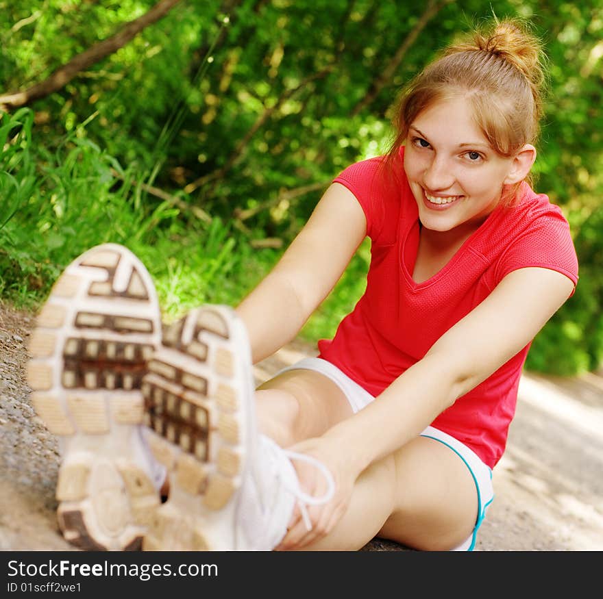 Woman In Red Running