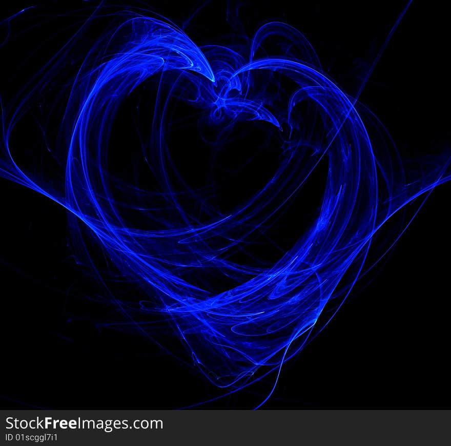 Illustration of a abstract blue flame heart