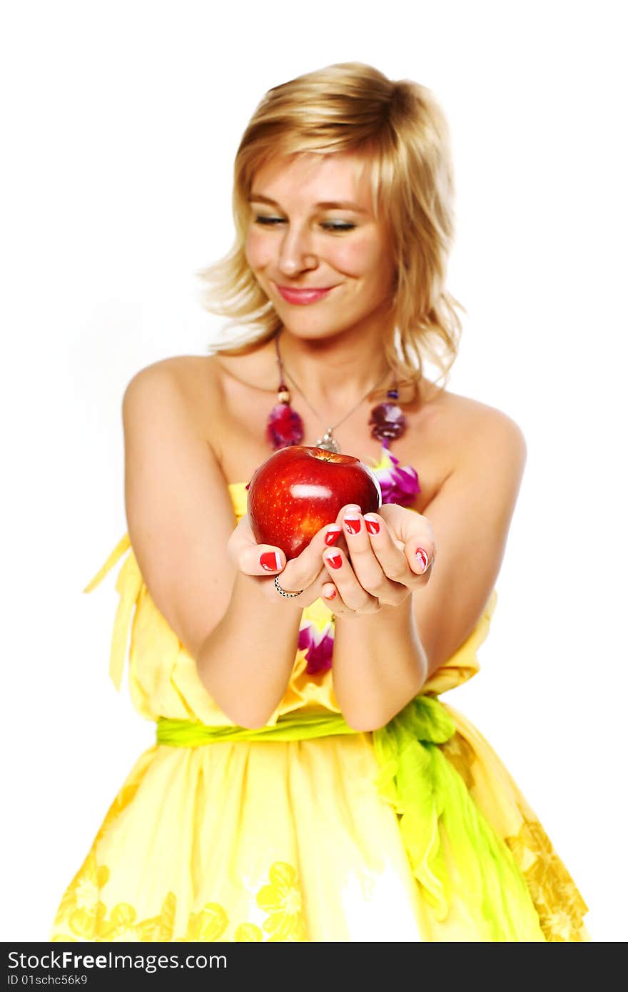 Young beautiful girl with fruit