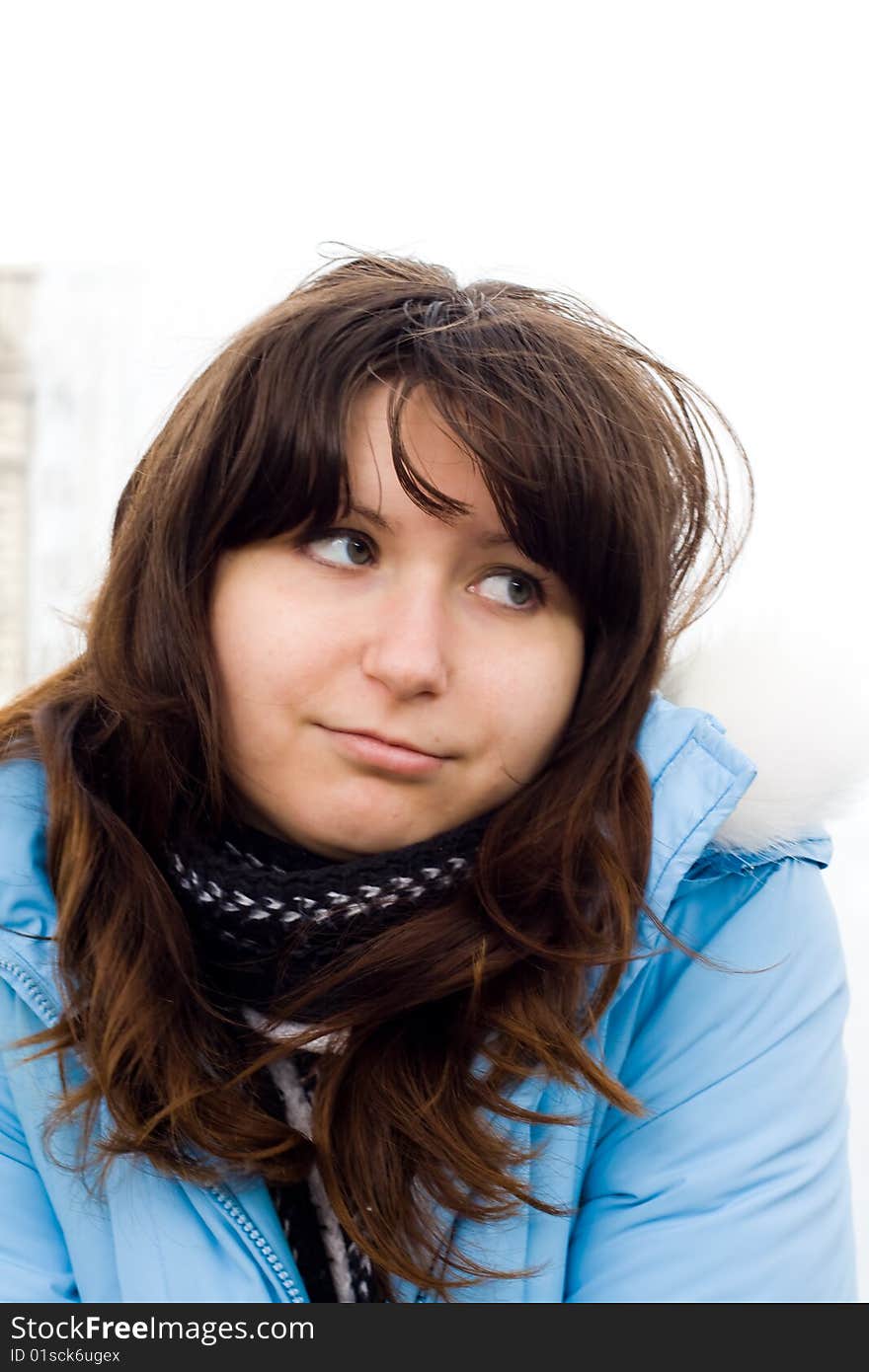 Portrait of the beautiful young girl with sad mood. Portrait of the beautiful young girl with sad mood