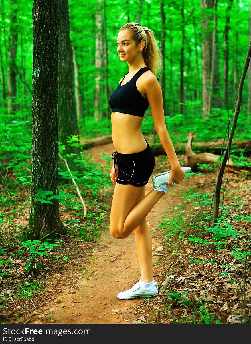 Blonde Woman Exercising