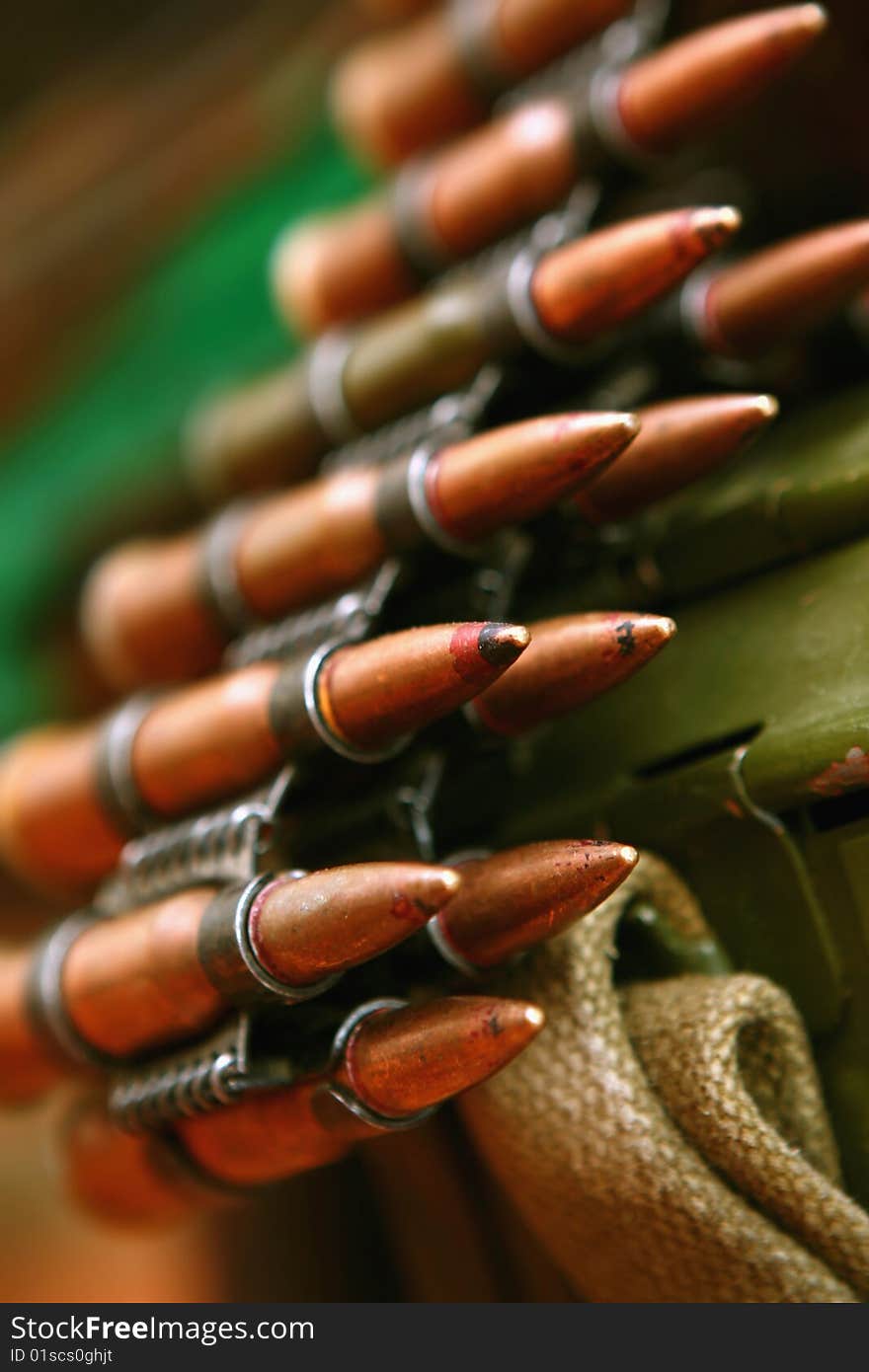 Cartridges for machine gun kalashnikov. Close up. Cartridges for machine gun kalashnikov. Close up