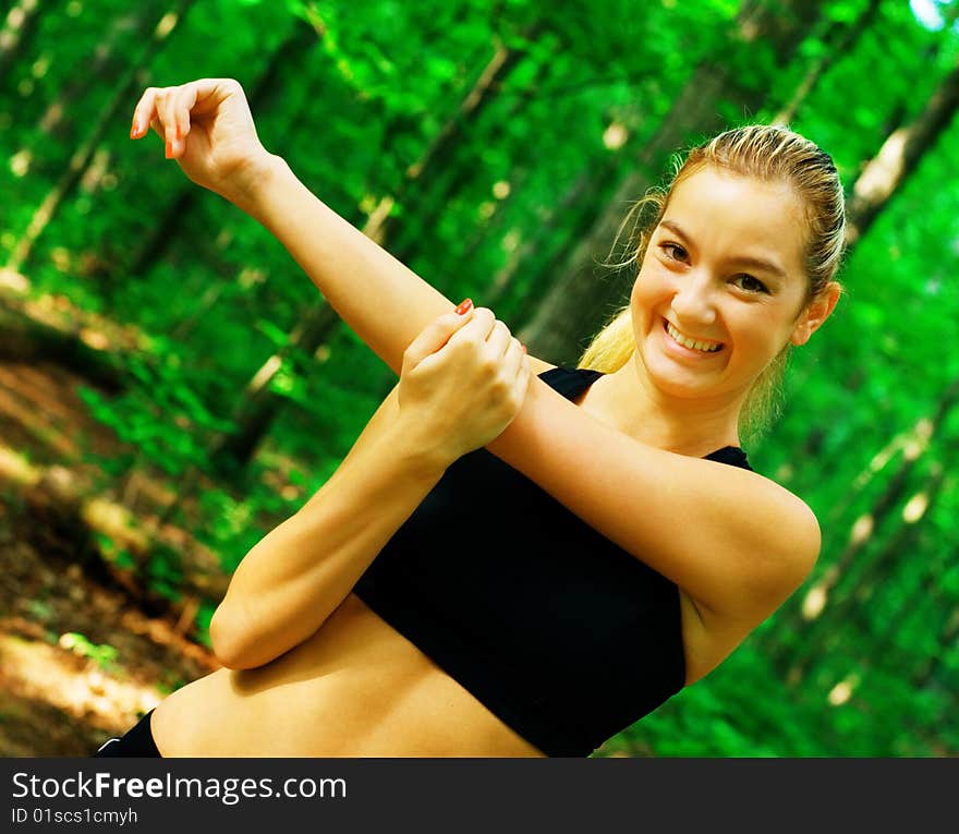 Blonde Woman Exercising