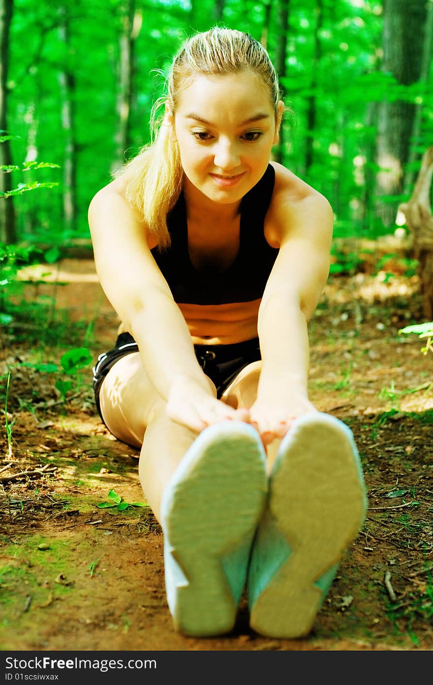 Blonde Woman Exercising