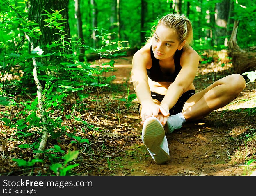 Blonde Woman Exercising