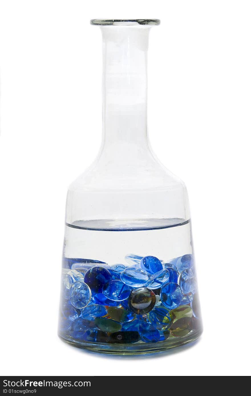 Bottle with glass beads