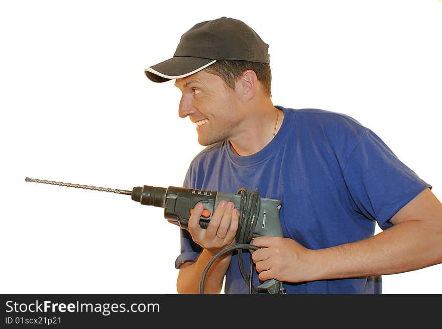 Portrait Of Worker With Perforator