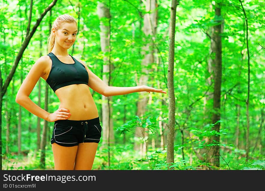 Blonde Woman Exercising