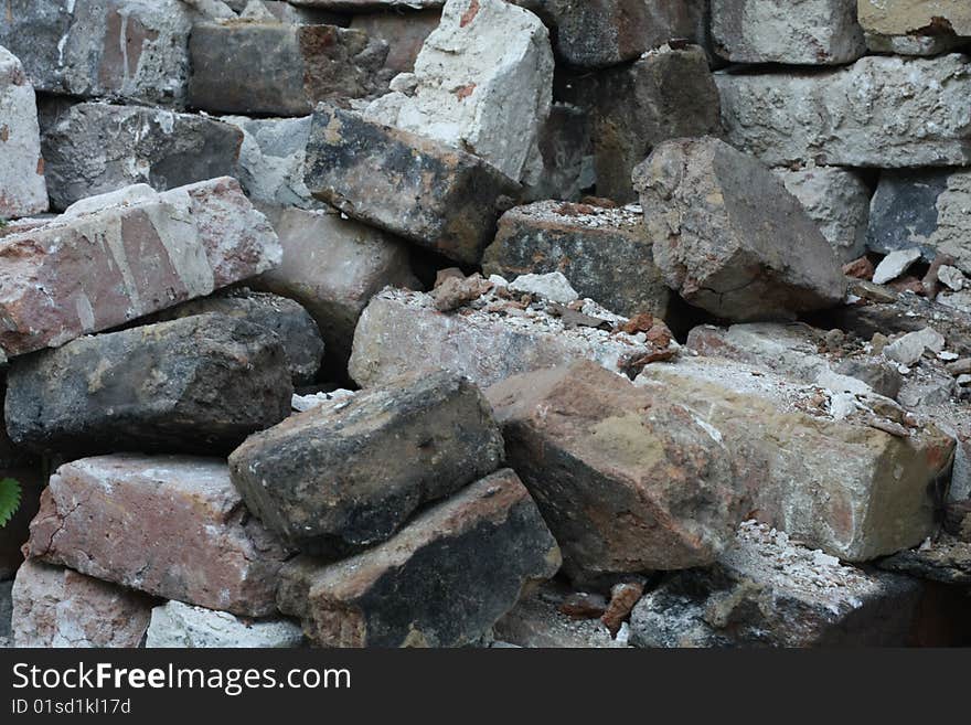 Heap of an old burnt brick. Heap of an old burnt brick