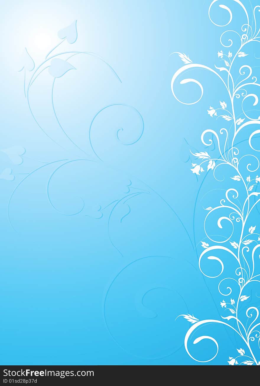 Floral blue background. Vector illustration. Floral blue background. Vector illustration.