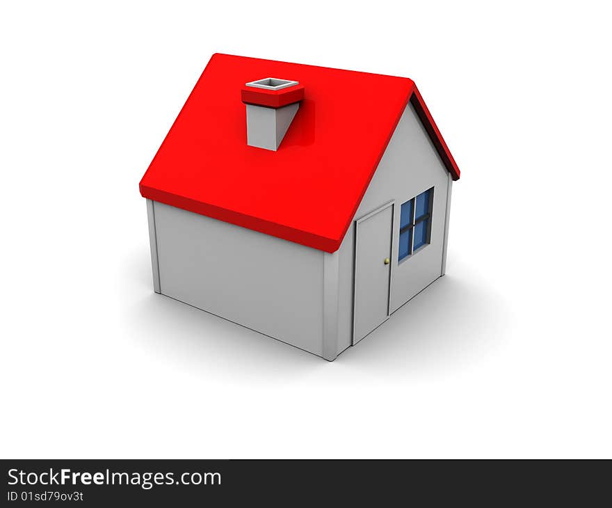 3d illustration of toy house over white background