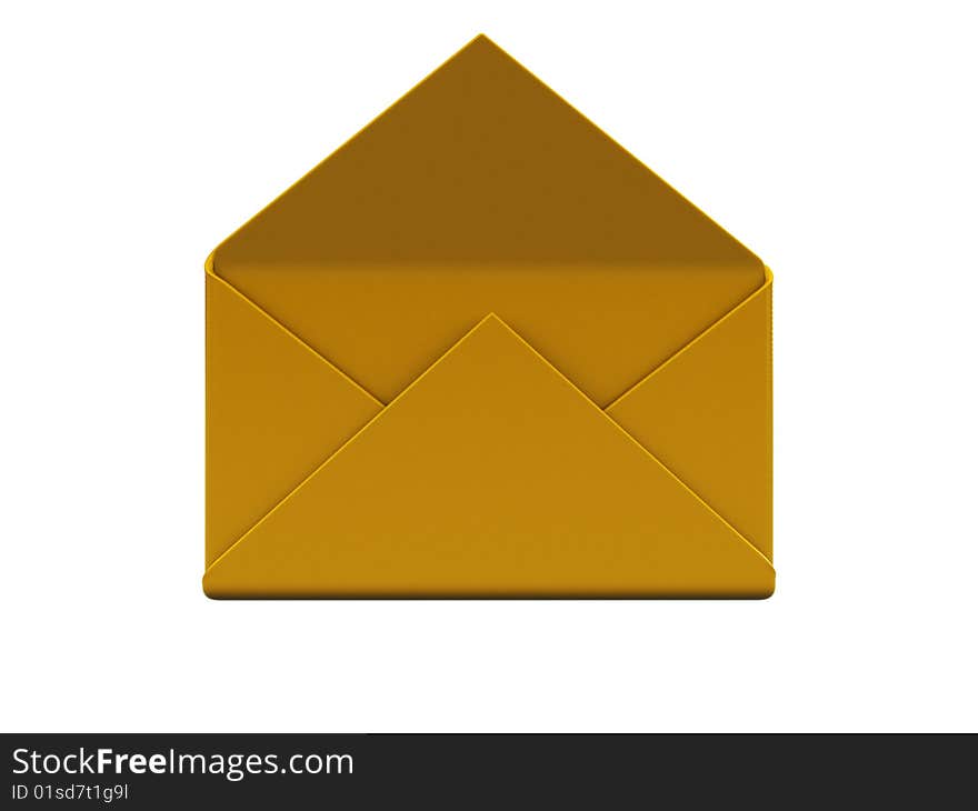 3d illustration of empty mail envelope over white background