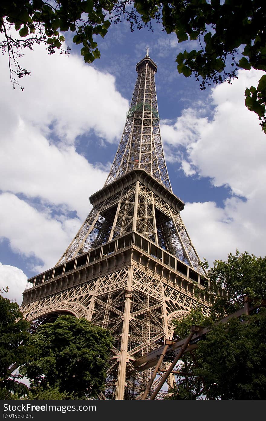 View of the Eiffel Tower in in Paris