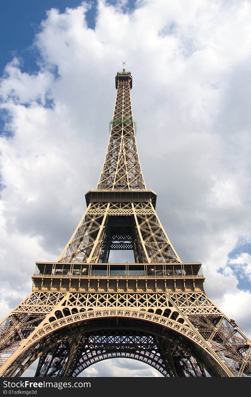 View of the Eiffel Tower in in Paris