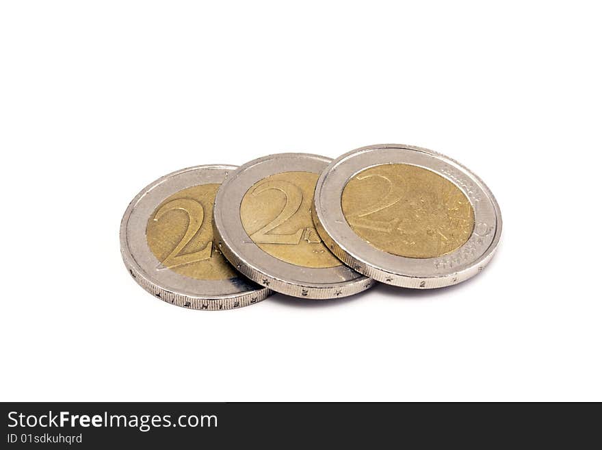 Euro coins isolated on white background