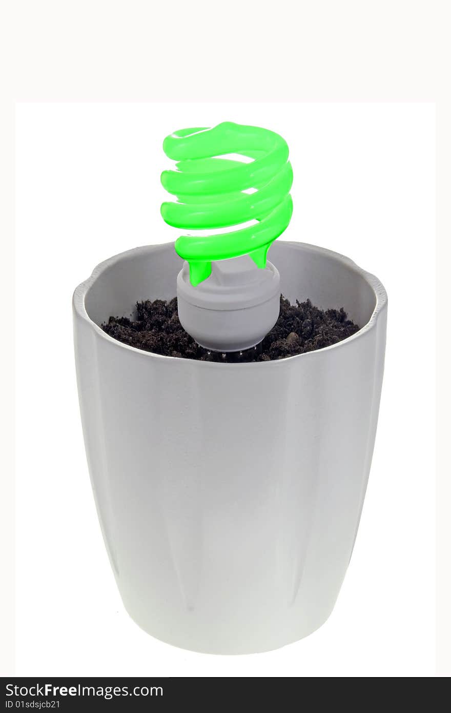 Green energy - bulb in a plant pot