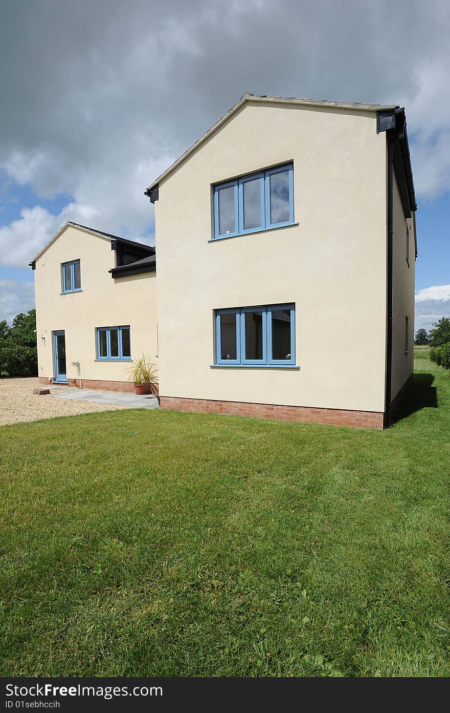 A newly built modern home, part of a large property development. A newly built modern home, part of a large property development