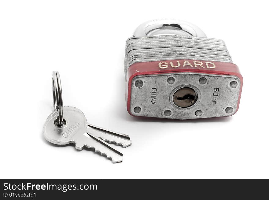 Padlock, dial lock and keys with white background. Padlock, dial lock and keys with white background