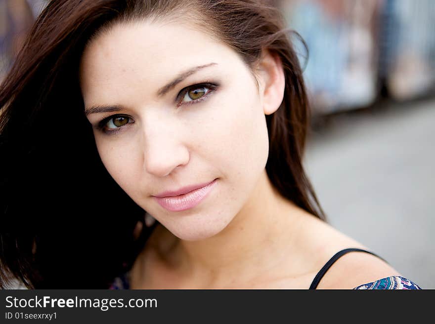 Beautiful Brunette with an edge and darker eye makeup