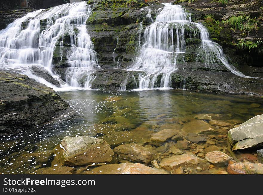 Waterfall  water sun green photographer is PengHong address is XiaoChaoBa nature. Waterfall  water sun green photographer is PengHong address is XiaoChaoBa nature