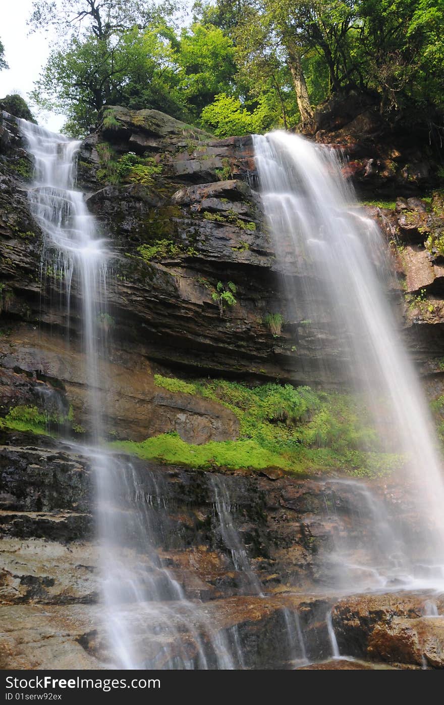 Waterfall  water sun green photographer is PengHong address is XiaoChaoBa nature,chian. Waterfall  water sun green photographer is PengHong address is XiaoChaoBa nature,chian