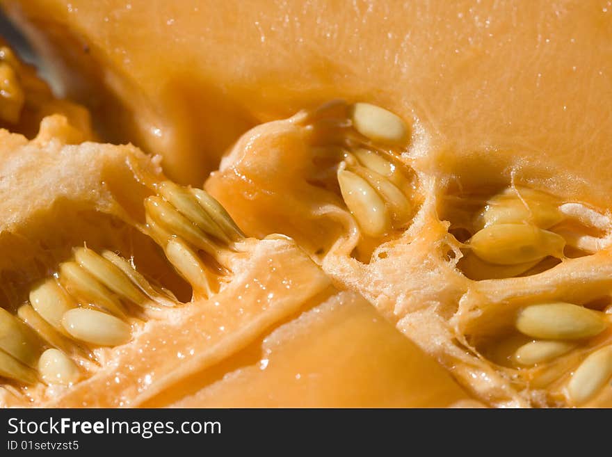 Macro of a piece of fresh melon. Macro of a piece of fresh melon