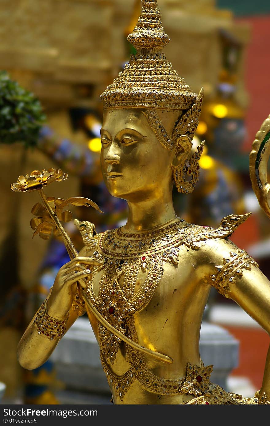 Golden Thai Angel Statue