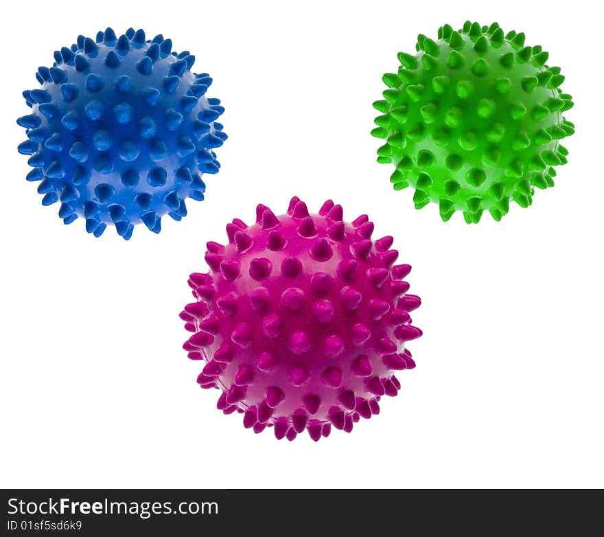 Colored massage balls isolated on white