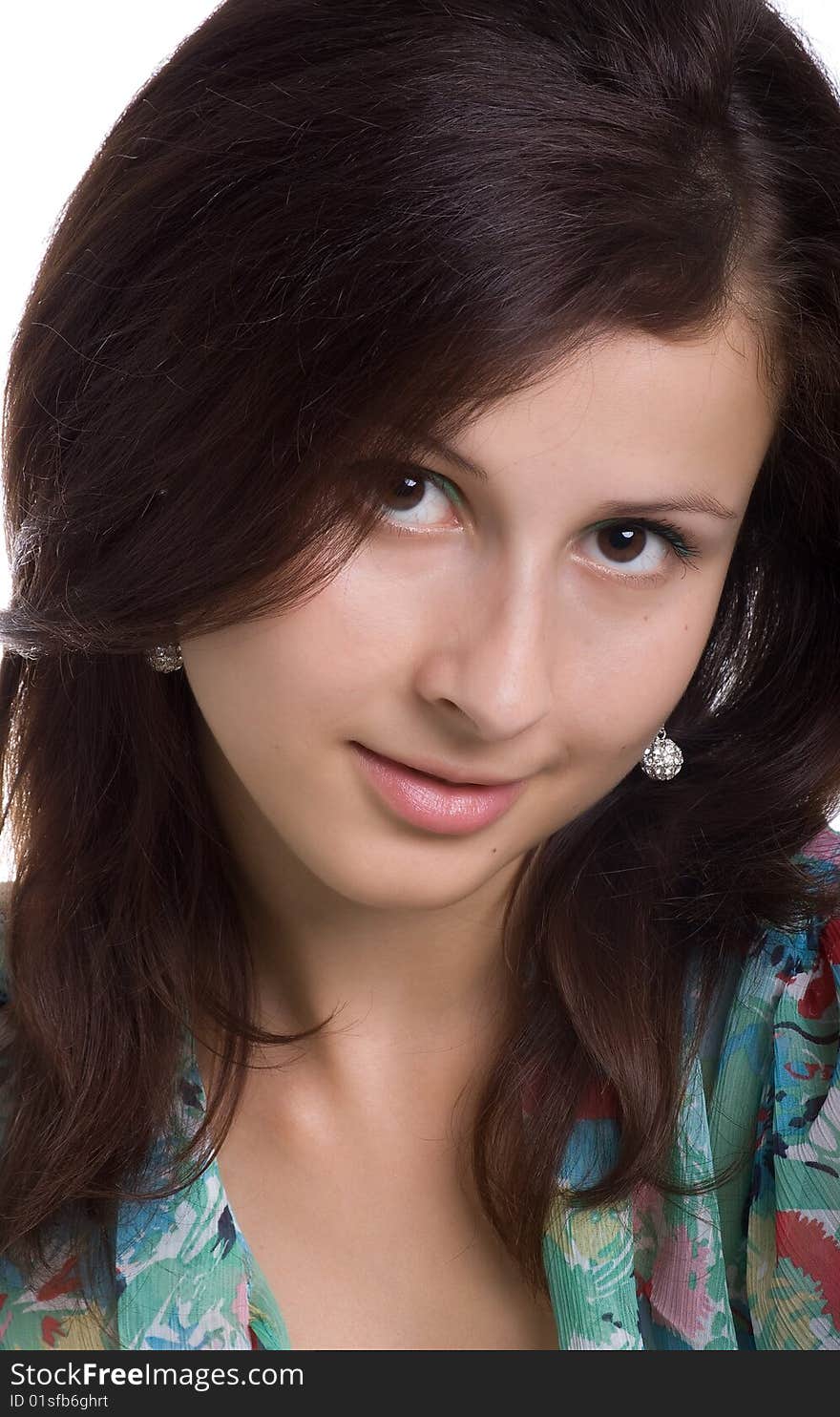 Cute young girl. Isolated on a white background