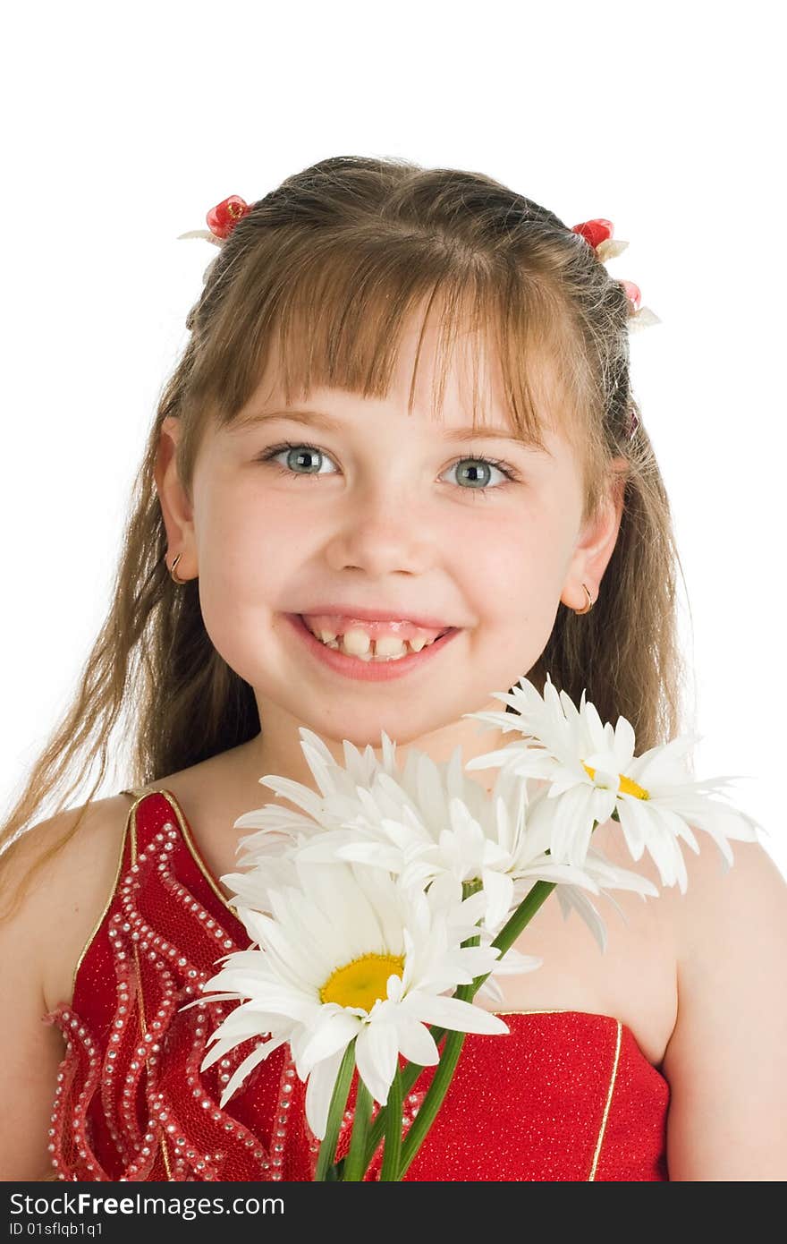 An image of a pretty girl with white flowers