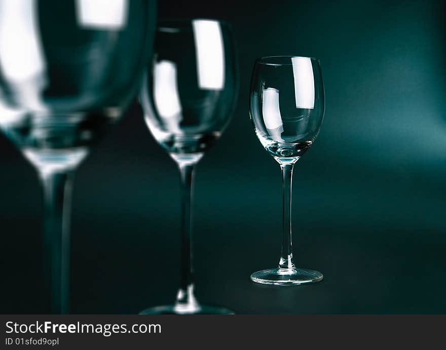 Three empty glasses